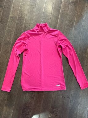 Pink Tartan Hot Pink Long Sleeve Turtleneck Top